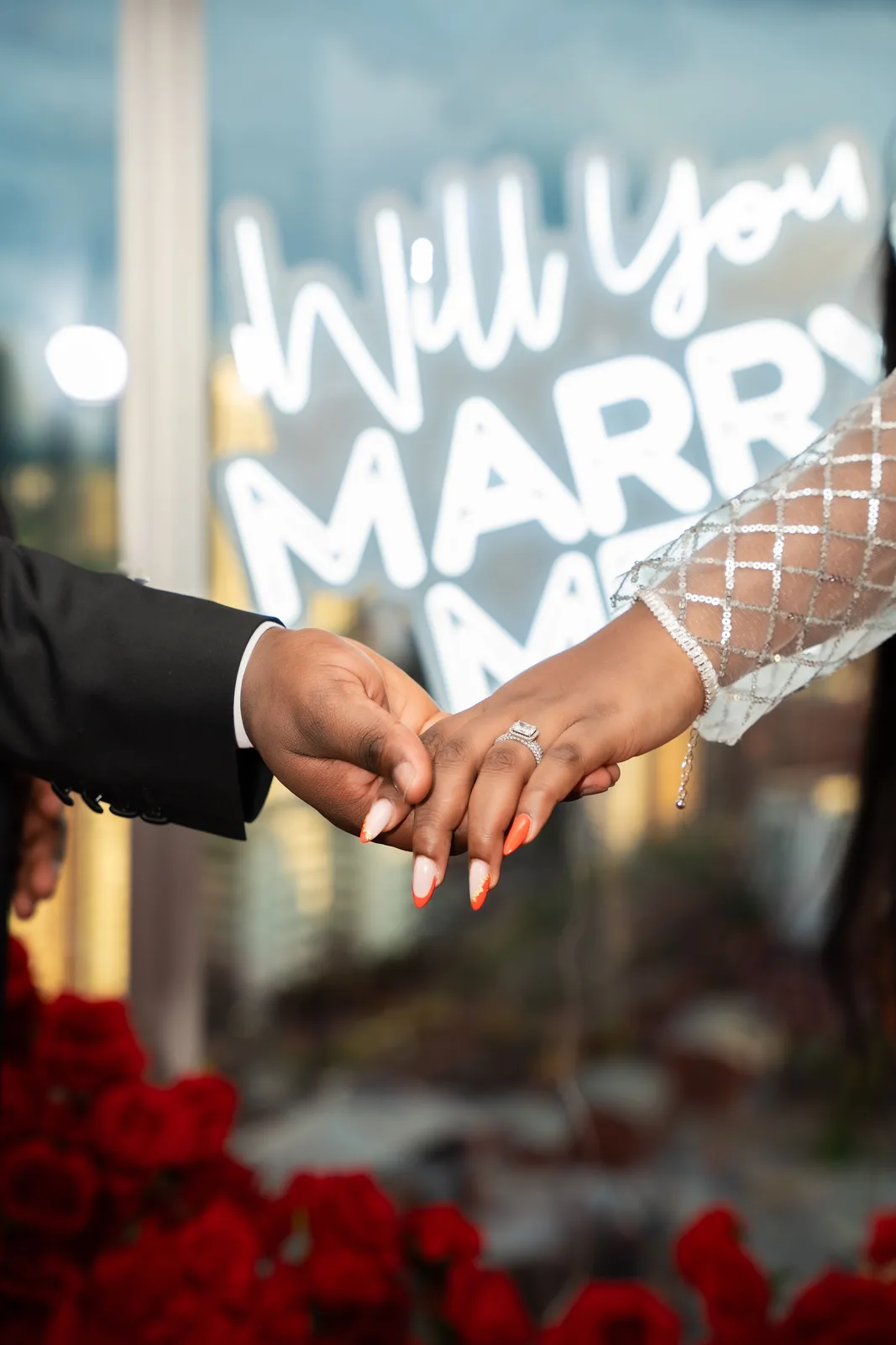 “Will You Marry Me?” in neon lights
